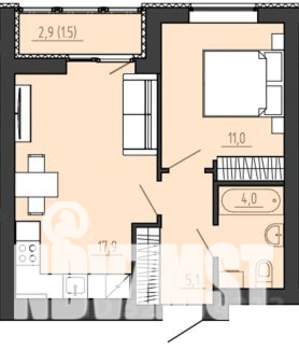 1-к квартира, вторичка, 41м2, 2/8 этаж
