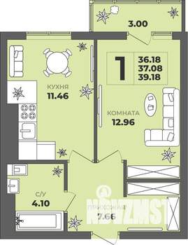 1-к квартира, строящийся дом, 37м2, 5/8 этаж