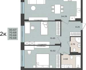 Студия квартира, сданный дом, 71м2, 1/8 этаж