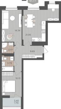 Студия квартира, вторичка, 63м2, 9/9 этаж