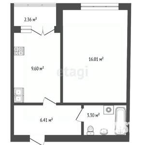 1-к квартира, вторичка, 39м2, 8/9 этаж