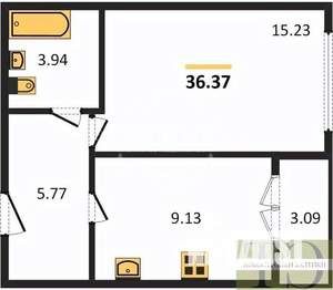 1-к квартира, вторичка, 36м2, 9/9 этаж