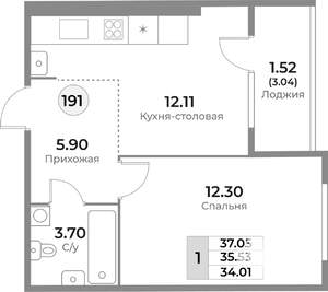 1-к квартира, вторичка, 36м2, 3/10 этаж