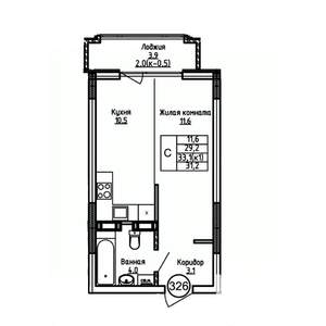 Студия квартира, вторичка, 31м2, 6/9 этаж