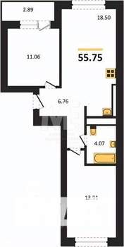 2-к квартира, вторичка, 56м2, 5/9 этаж