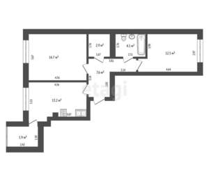 2-к квартира, вторичка, 57м2, 2/9 этаж