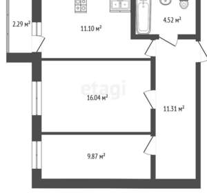 2-к квартира, вторичка, 55м2, 5/9 этаж