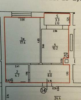 1-к квартира, вторичка, 44м2, 3/8 этаж