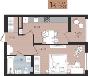 1-к квартира, вторичка, 40м2, 2/10 этаж