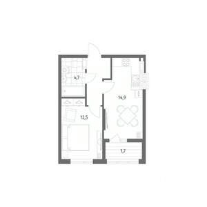 1-к квартира, вторичка, 39м2, 4/8 этаж