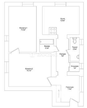 2-к квартира, вторичка, 65м2, 3/3 этаж