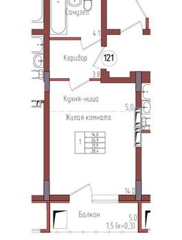 Студия квартира, вторичка, 28м2, 7/9 этаж