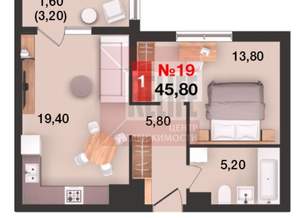 1-к квартира, вторичка, 46м2, 4/15 этаж