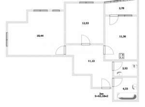 2-к квартира, вторичка, 63м2, 10/25 этаж