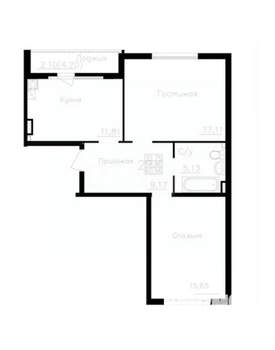 2-к квартира, вторичка, 59м2, 4/4 этаж