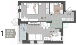 1-к квартира, вторичка, 42м2, 7/9 этаж
