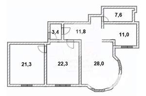 3-к квартира, вторичка, 102м2, 2/3 этаж