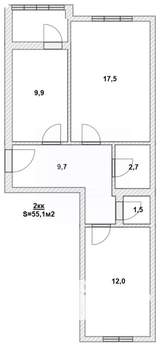 2-к квартира, вторичка, 55м2, 7/9 этаж