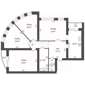 4-к квартира, вторичка, 125м2, 2/9 этаж