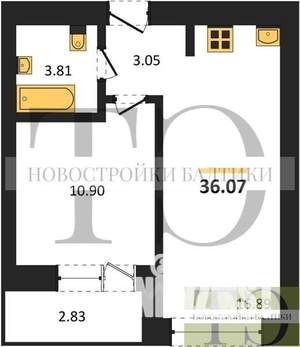 1-к квартира, вторичка, 36м2, 2/9 этаж