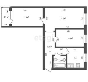 3-к квартира, вторичка, 61м2, 1/9 этаж