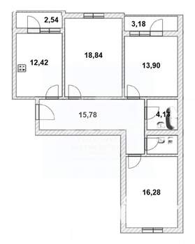 3-к квартира, вторичка, 89м2, 3/9 этаж