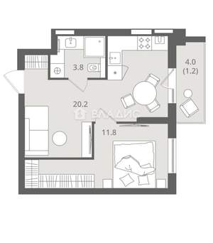 1-к квартира, вторичка, 37м2, 2/7 этаж