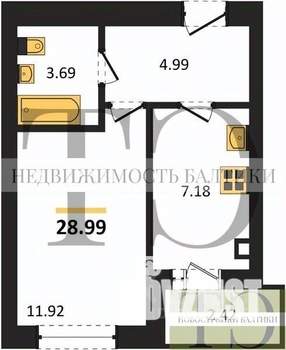 1-к квартира, вторичка, 29м2, 4/9 этаж