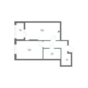 1-к квартира, строящийся дом, 46м2, 6/8 этаж