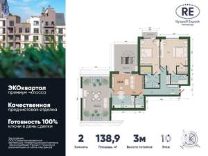 2-к квартира, вторичка, 139м2, 10/14 этаж