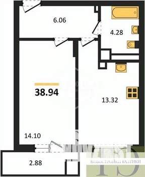 1-к квартира, вторичка, 39м2, 7/9 этаж