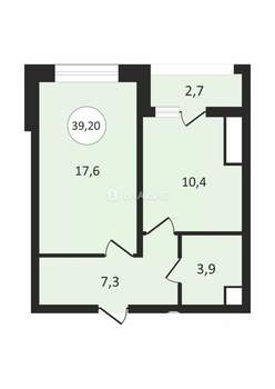 1-к квартира, вторичка, 39м2, 7/12 этаж