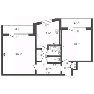 2-к квартира, вторичка, 56м2, 4/9 этаж
