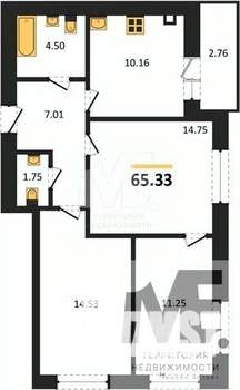 3-к квартира, вторичка, 65м2, 1/9 этаж