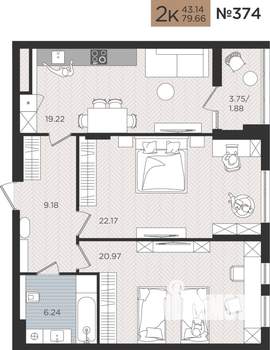 2-к квартира, вторичка, 80м2, 6/10 этаж