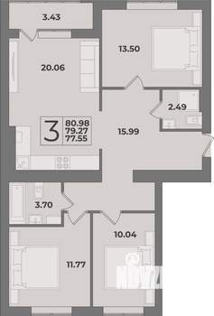 3-к квартира, вторичка, 81м2, 5/9 этаж