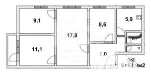 4-к квартира, вторичка, 63м2, 4/5 этаж