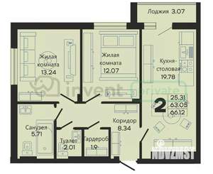 2-к квартира, вторичка, 66м2, 3/10 этаж