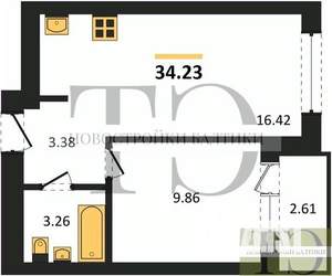 1-к квартира, вторичка, 34м2, 3/9 этаж