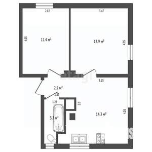 2-к квартира, вторичка, 42м2, 2/2 этаж