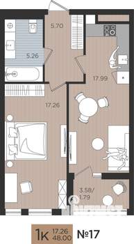 1-к квартира, вторичка, 48м2, 5/10 этаж