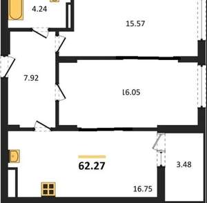 2-к квартира, вторичка, 62м2, 3/10 этаж