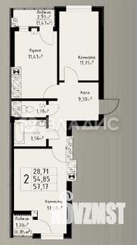 2-к квартира, вторичка, 55м2, 4/10 этаж