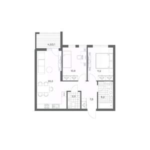 2-к квартира, вторичка, 59м2, 8/18 этаж