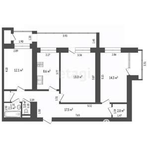 3-к квартира, вторичка, 76м2, 2/10 этаж
