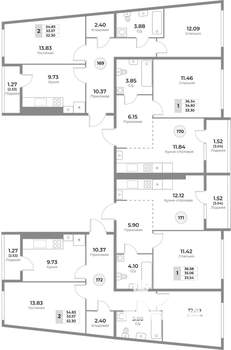 2-к квартира, вторичка, 54м2, 8/10 этаж