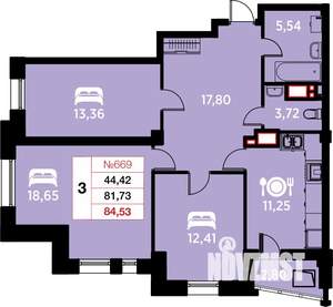 3-к квартира, вторичка, 85м2, 20/25 этаж