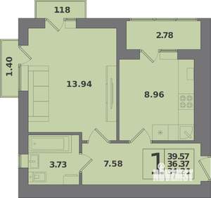 1-к квартира, вторичка, 40м2, 10/10 этаж