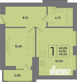 1-к квартира, вторичка, 43м2, 1/8 этаж