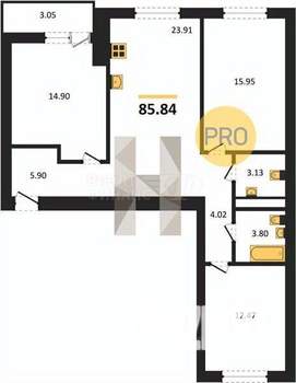 2-к квартира, вторичка, 63м2, 4/8 этаж